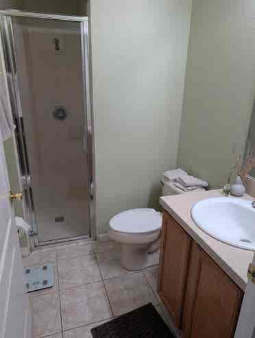 a room with a shared bathroom