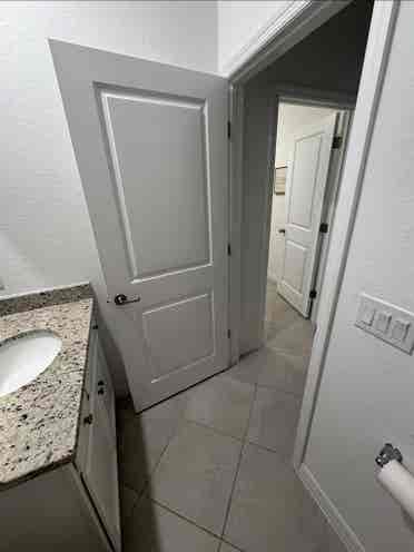 Room with private bathroom.