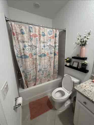 Room with private bathroom.
