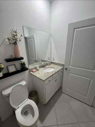 Room with private bathroom.
