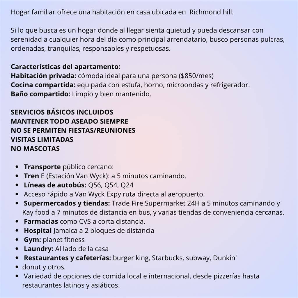 Rento 1 habitación