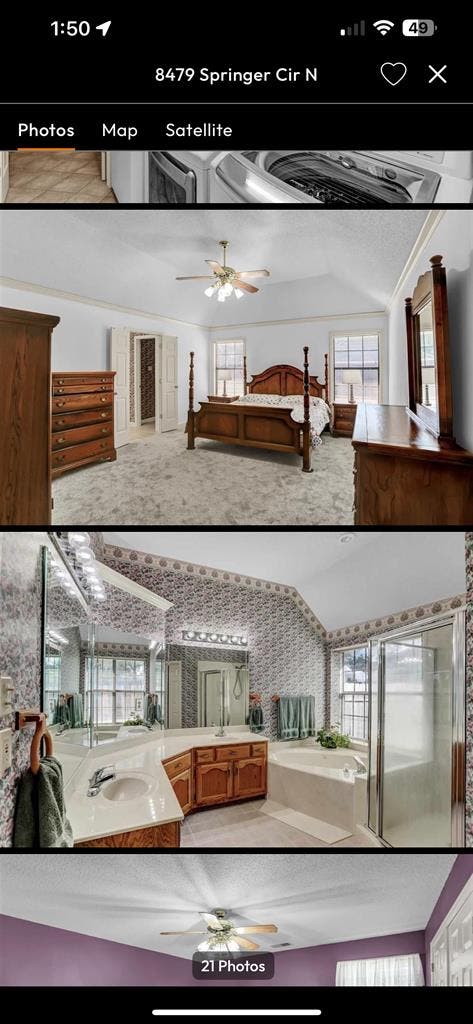 master bedroom and bathroom