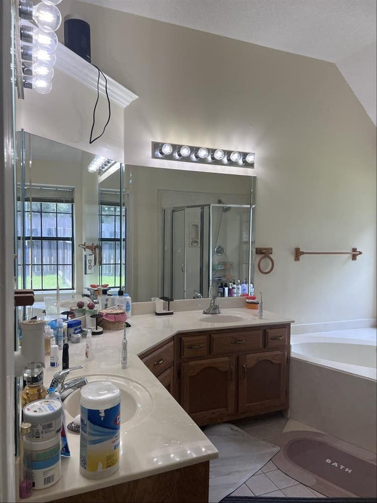 master bedroom and bathroom