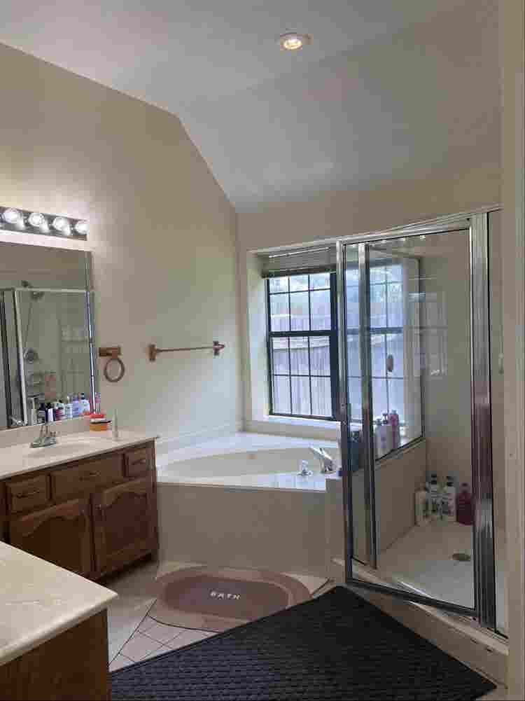 master bedroom and bathroom