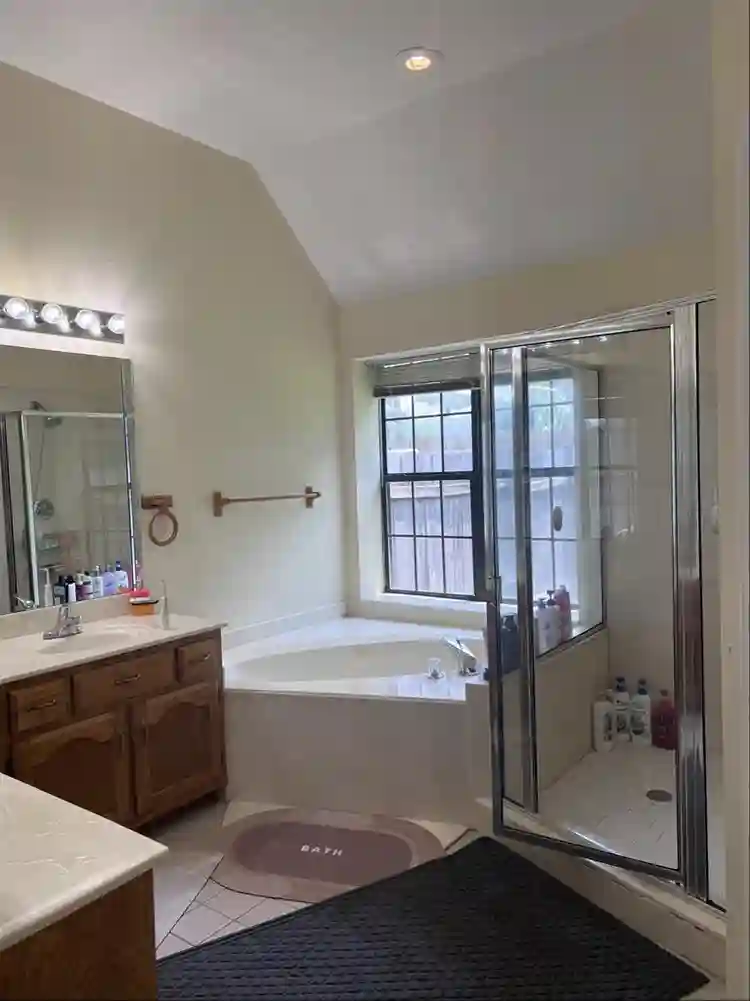 master bedroom and bathroom