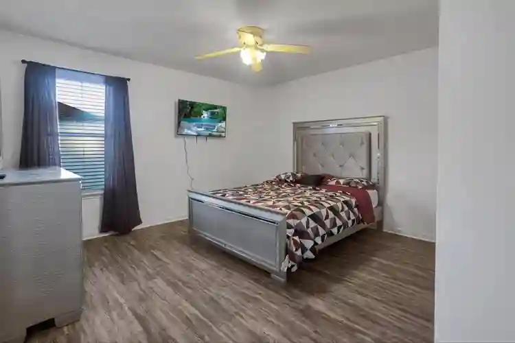 Clean house room has bathroom