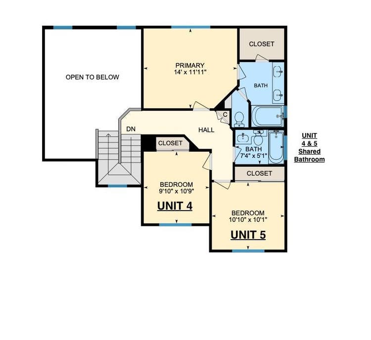 Private Rooms with Shared Bath
