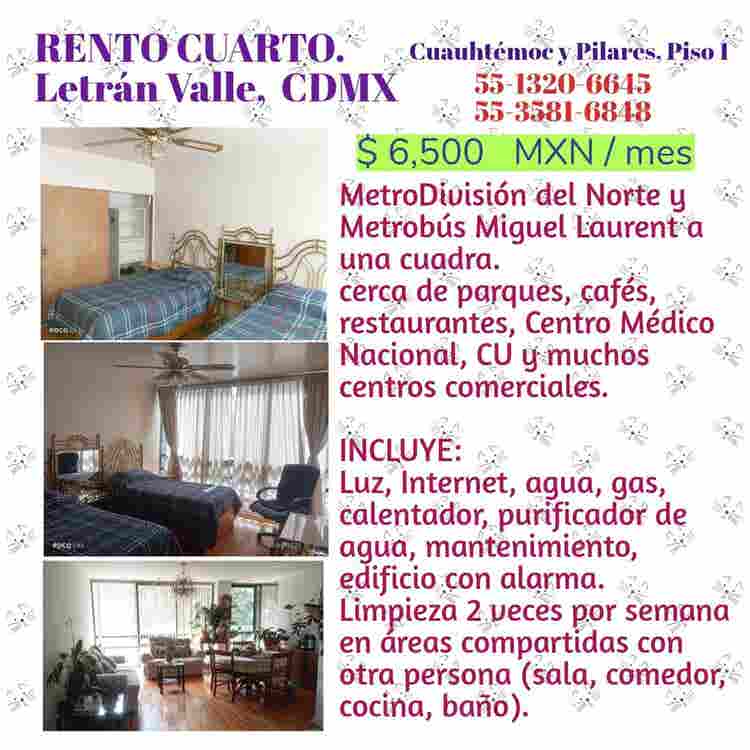 Rento cuarto amueblado.