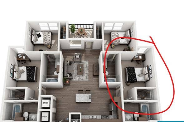 Private bedroom and bathroom