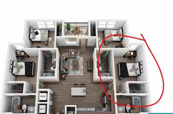 Private bedroom and bathroom