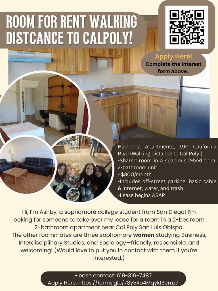 Room Available Near Cal Poly SLO!