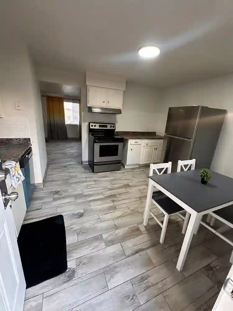 Main level room view of waterfall