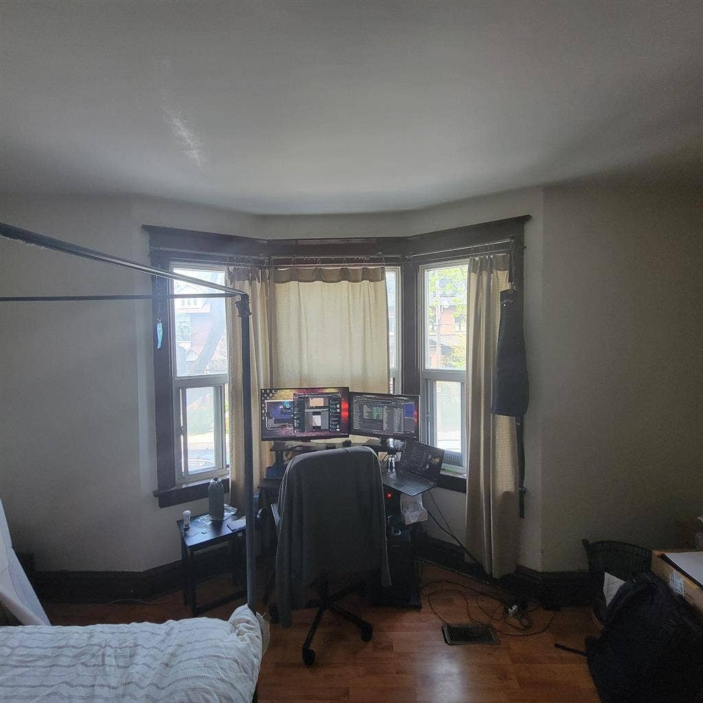 large, second-floor room for rent.