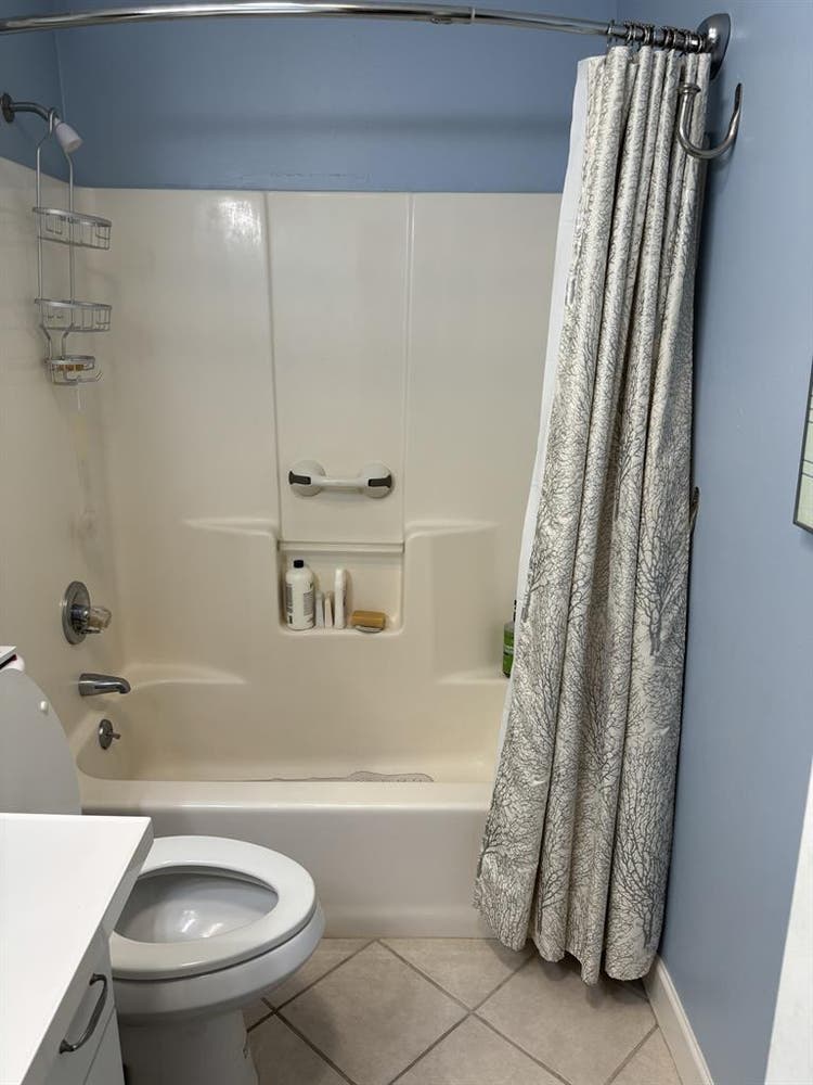 Furnished bedroom & bathroom .