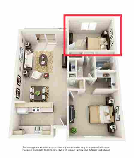 Roommate 1 Bedroom/Shared Bathroom