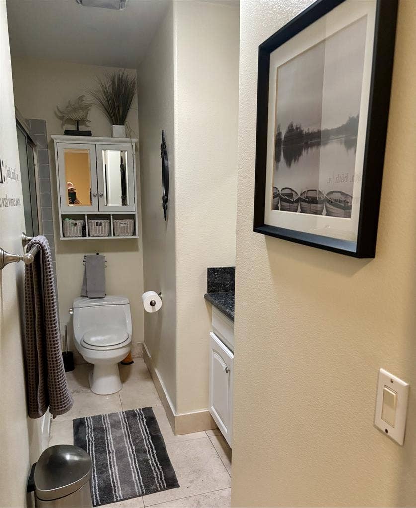 Cozy room and bathroom