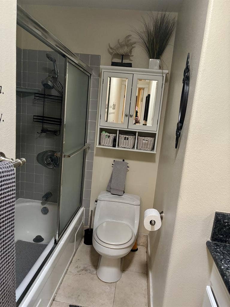 Cozy room and bathroom