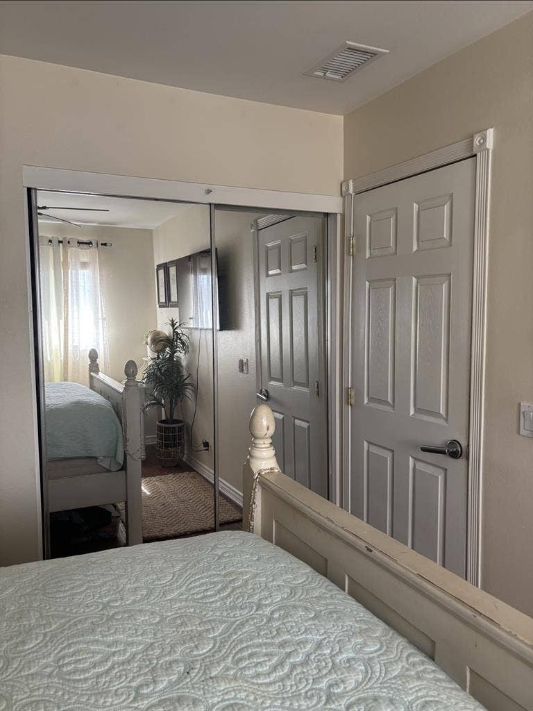 Cozy room and bathroom