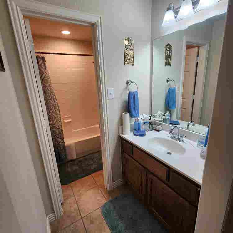 Upstairs private bedroom and bath.