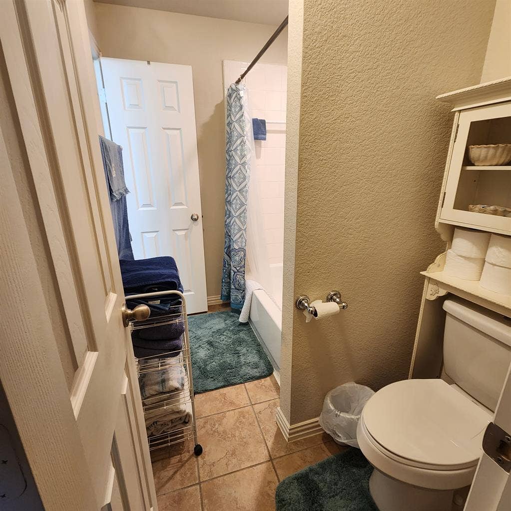 Upstairs private bedroom and bath.