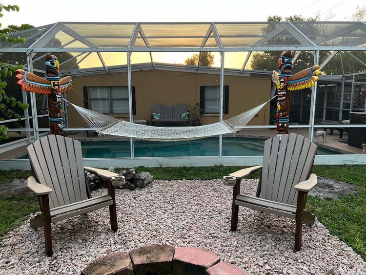 Master bed/bath with pool view