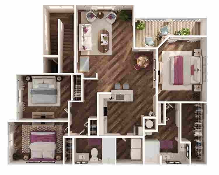 Private bed and bathroom