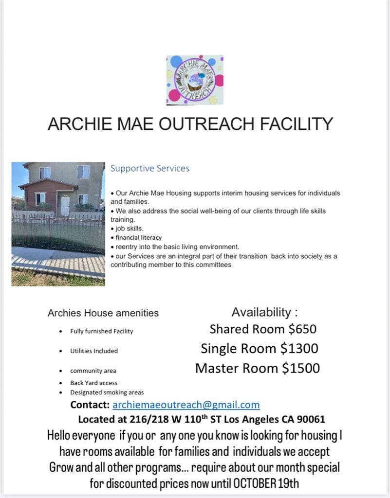 Shared and private rooms available