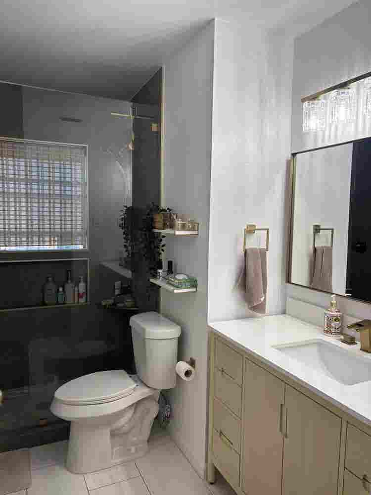 Large furnished room with bathroom