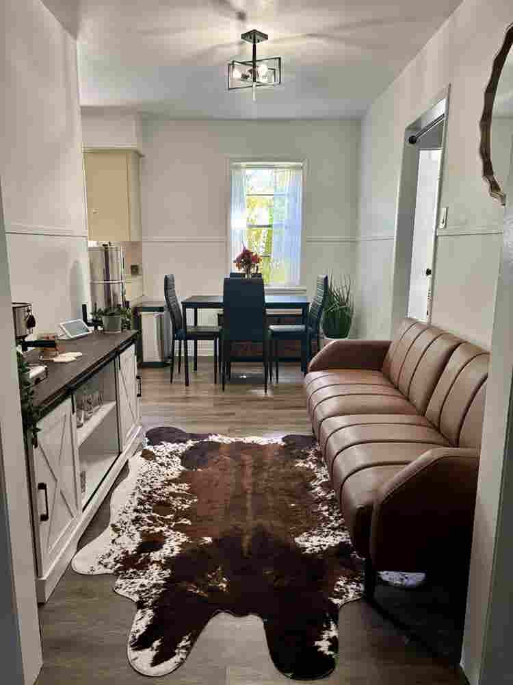 Large furnished room with bathroom