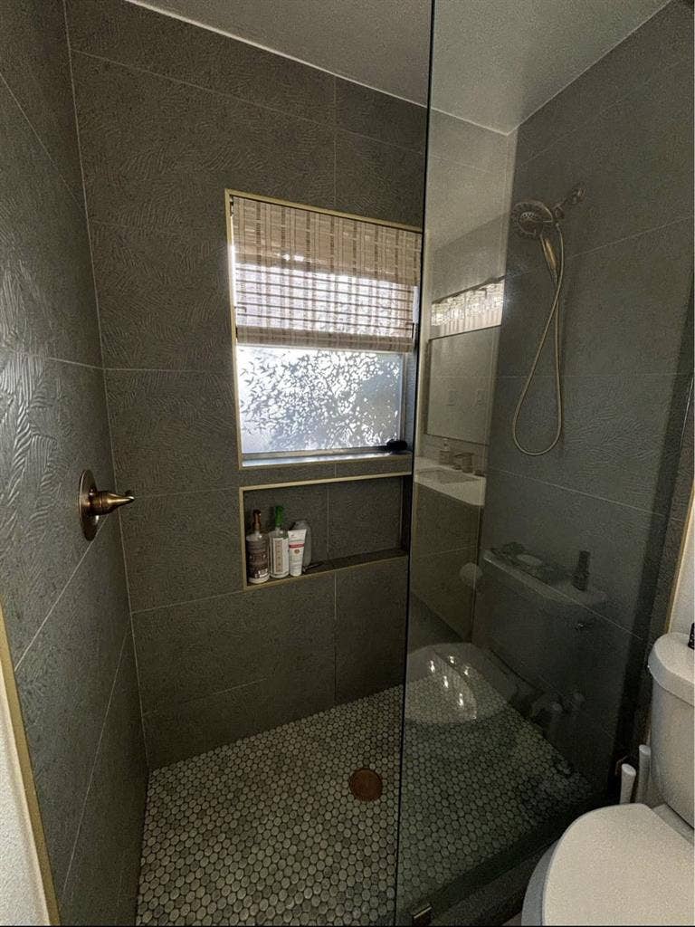 Large furnished room with bathroom