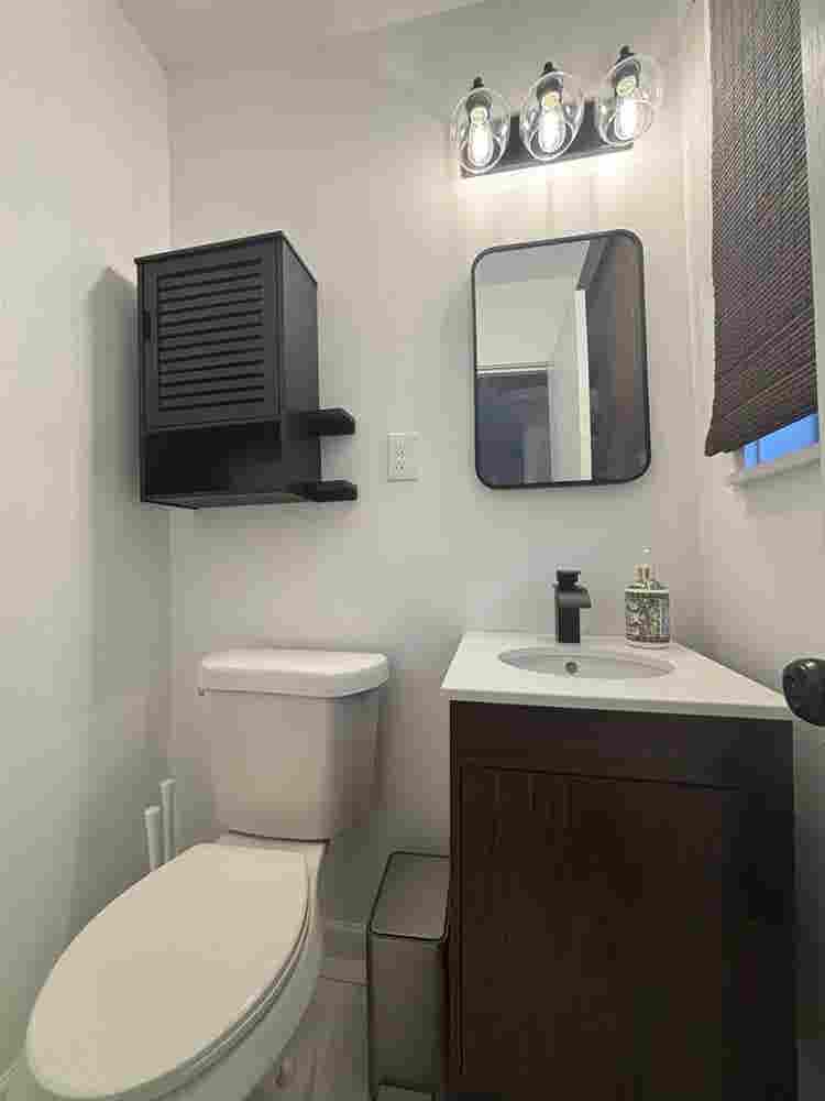 Large furnished room with bathroom