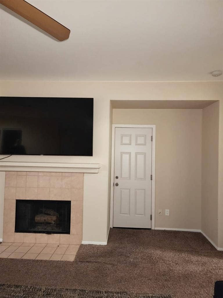 Room for rent, shared living areas.
