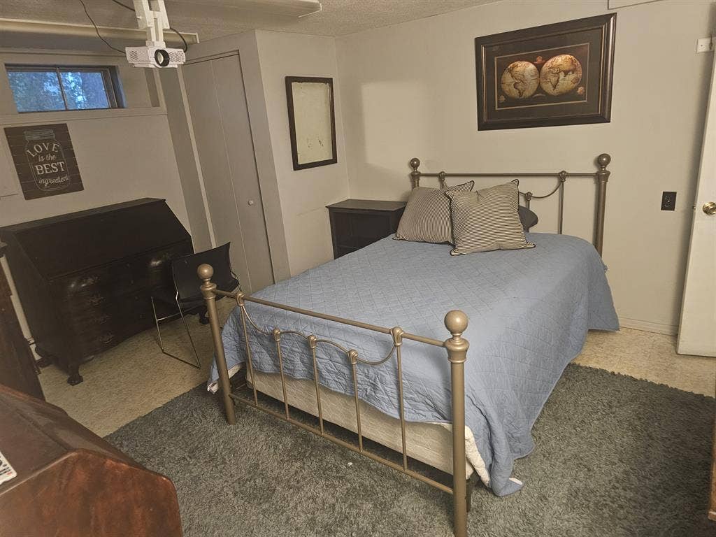 Furnished spare room in basement