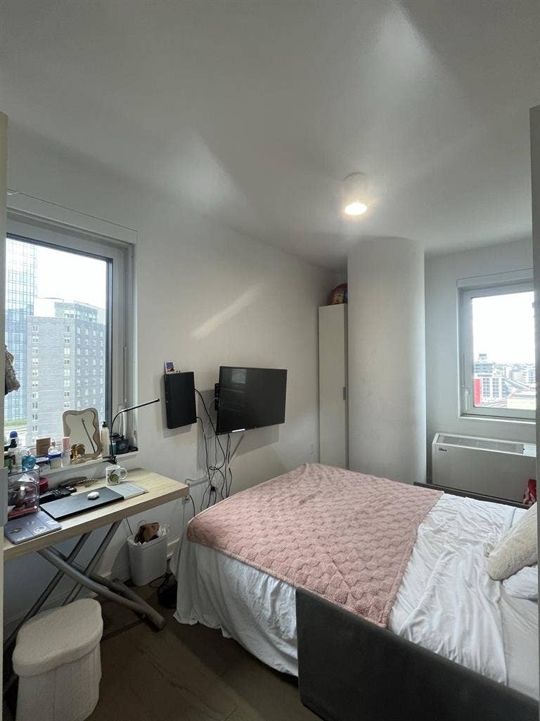 Bright room with skyline views