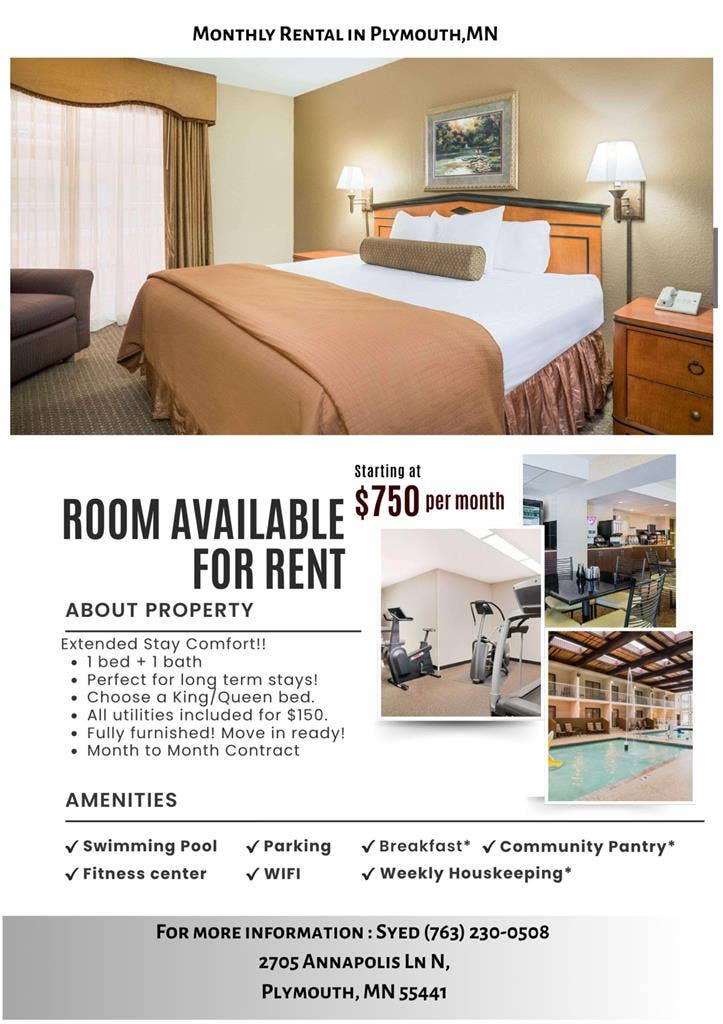 Extended stay in Plymouth, Mn