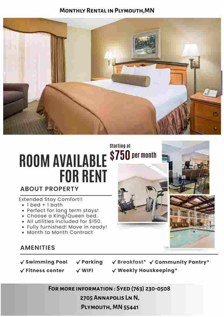 Extended stay in Plymouth, Mn