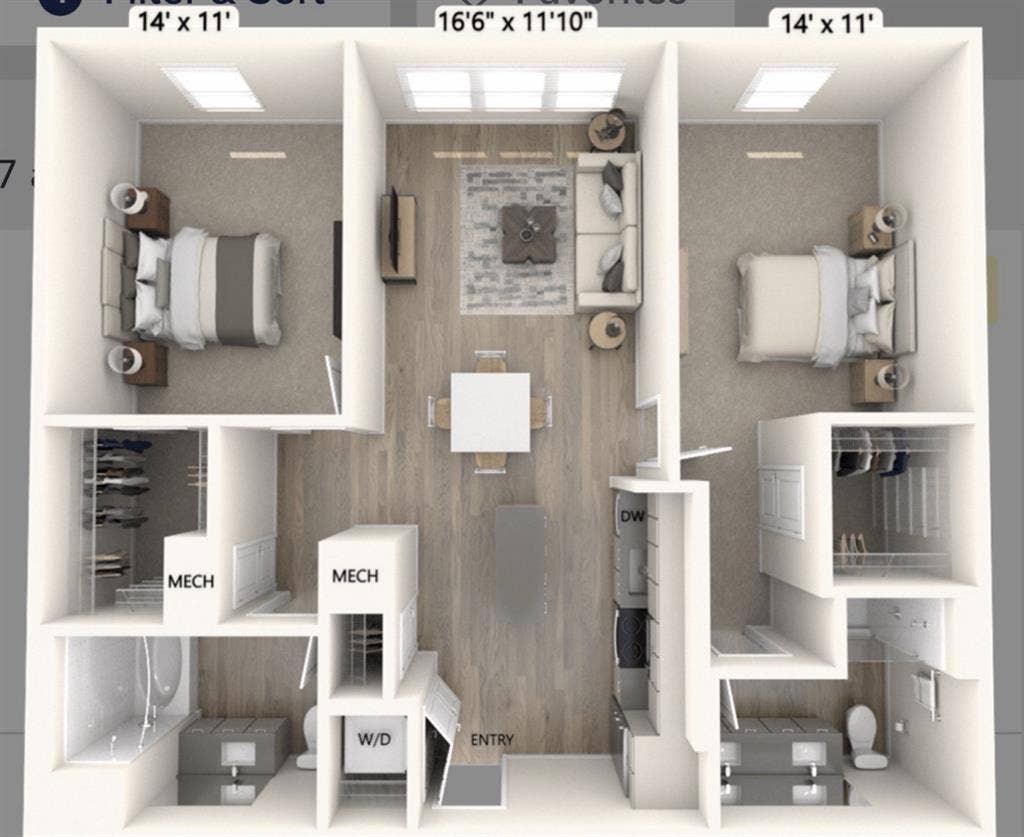 One private bedroom/bathroomm