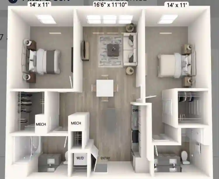 One private bedroom/bathroomm