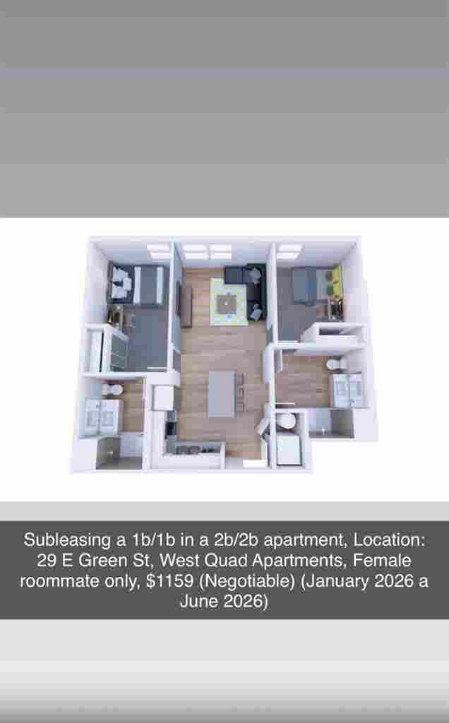 SUBLEASING JANUARY WEST QUAD