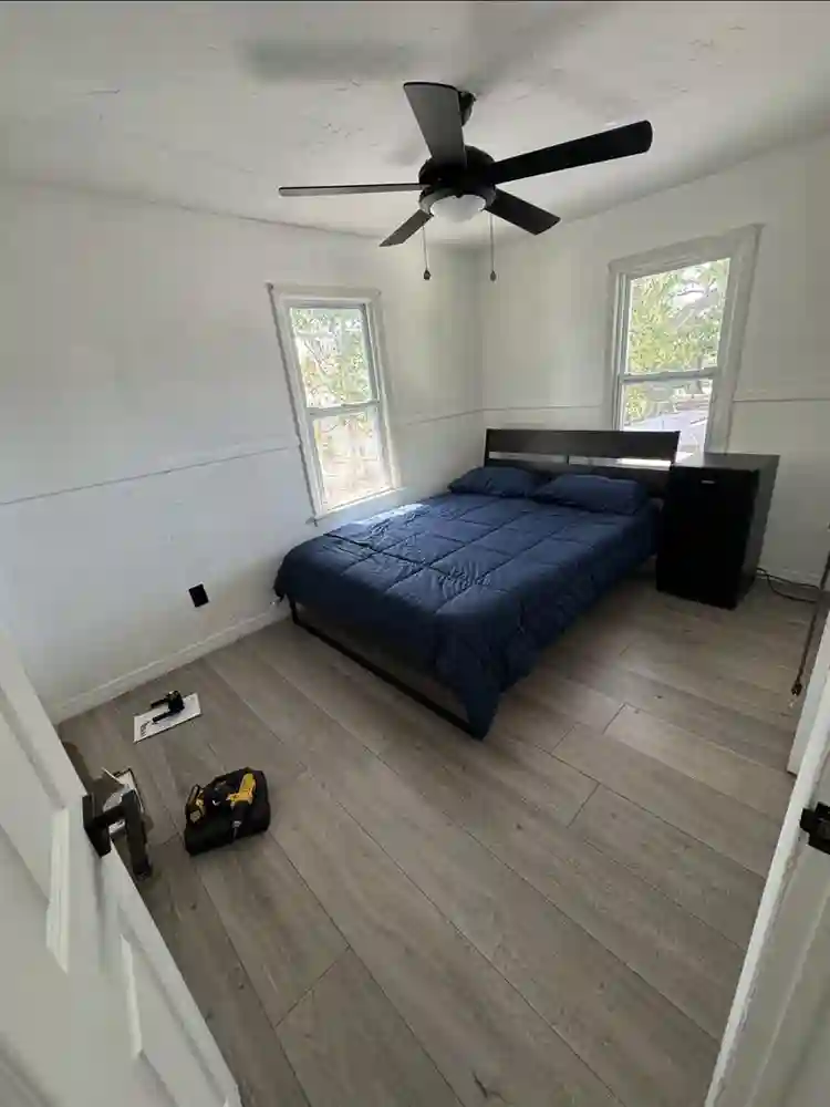 Upstairs bedroom with shared bath