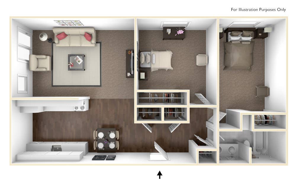 2 Bedroom 1 Bath Apartment