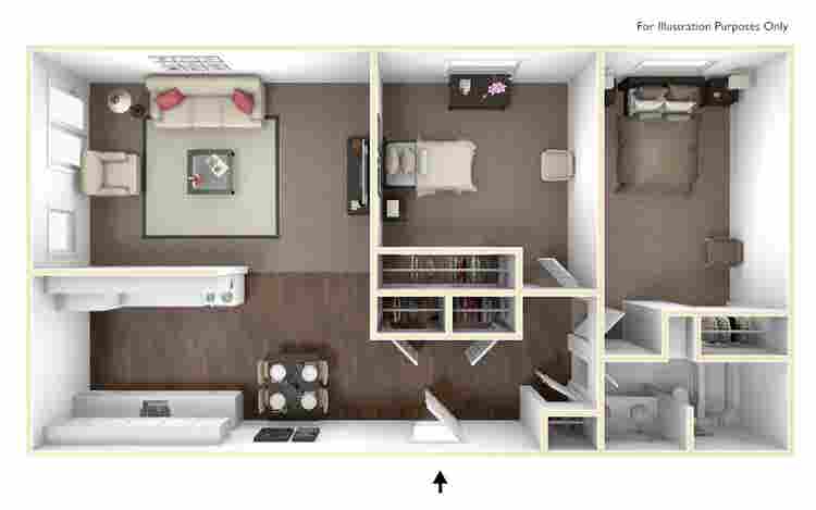 2 Bedroom 1 Bath Apartment