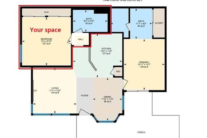 Private room & bath for rent