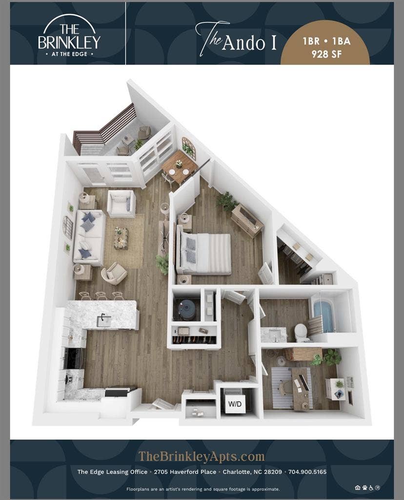 One bedroom with office Sublet