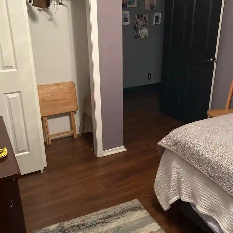 Clean room with private bathroom