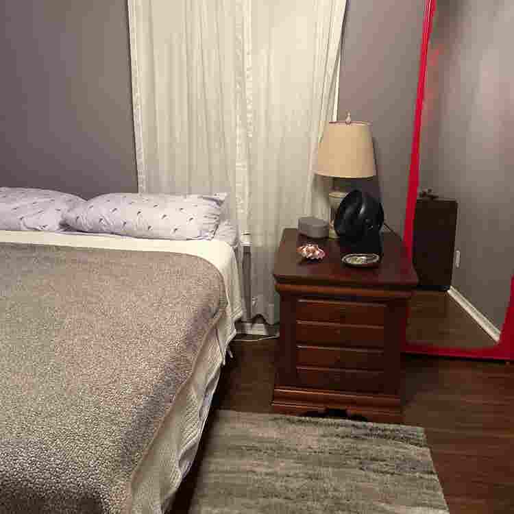 Clean room with private bathroom