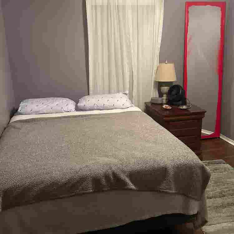 Clean room with private bathroom