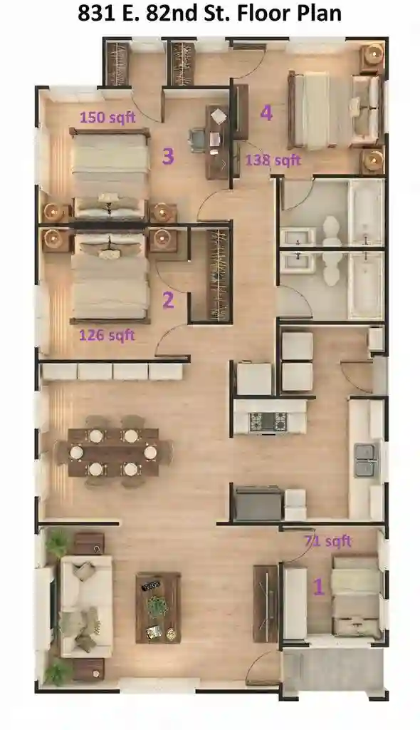 Furnished Coliving - Shared Bath