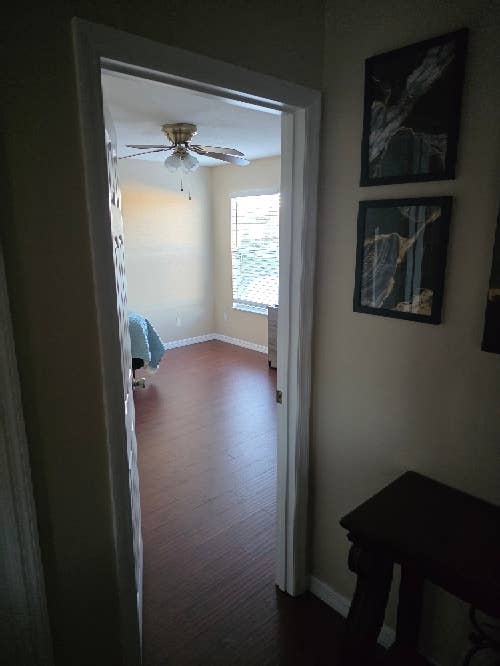 Bedroom with shared bathroom