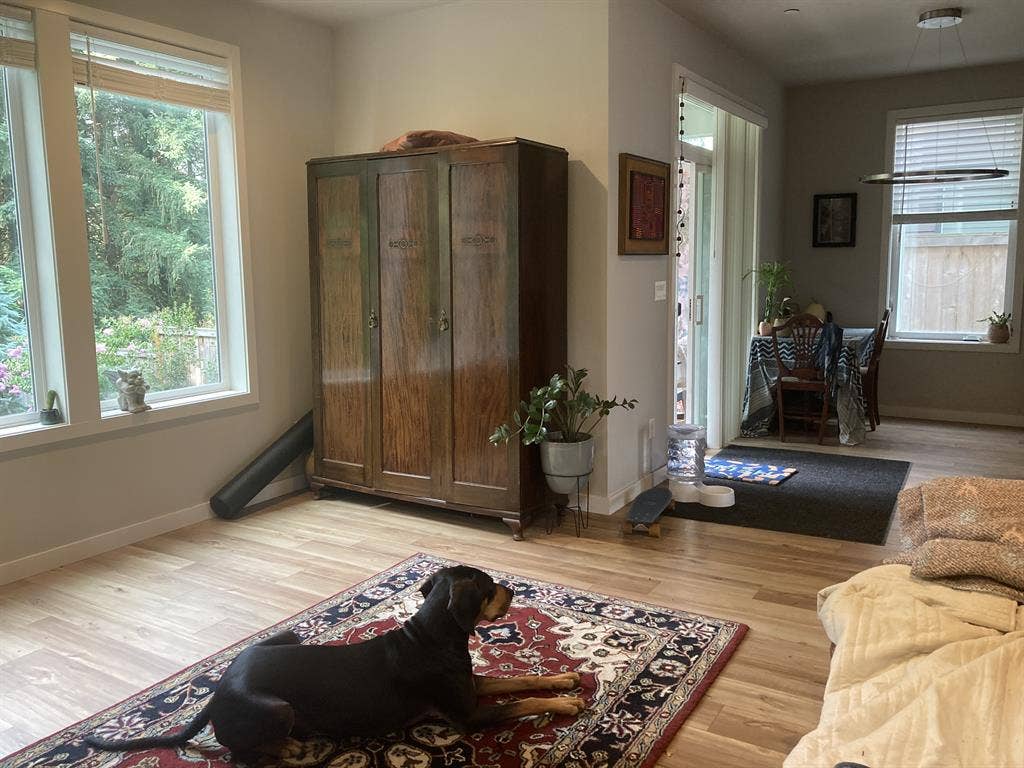 share bright house with yard